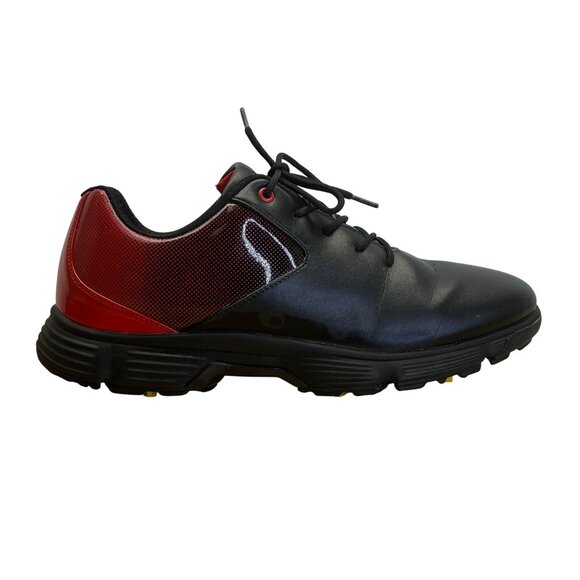 Thestron Men’s Black & Red With Spiked Soles For Grip Golf Shoes Size 11 US - Picture 1 of 8